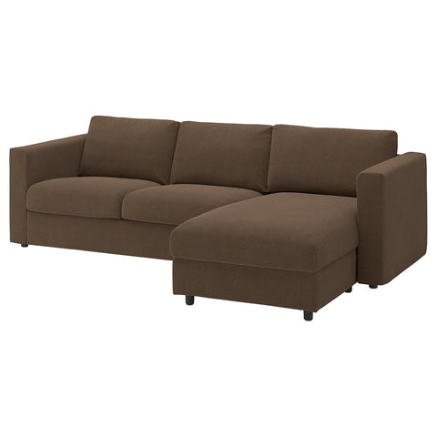 VIMLE 3-seat sofa, with chaise longue/Mosshed dark brown, 252 cm
