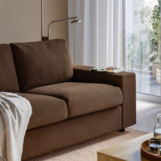 VIMLE 3-seat sofa, with chaise longue/Mosshed dark brown, 252 cm