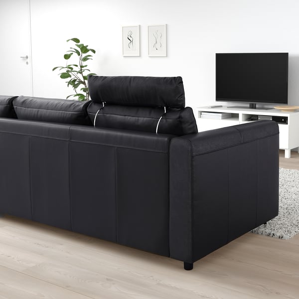 VIMLE 3-seat sofa, with headrest/Grann/Bomstad black, 211x65x98 cm