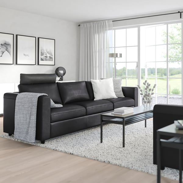 VIMLE 3-seat sofa, with headrest/Grann/Bomstad black, 211x65x98 cm