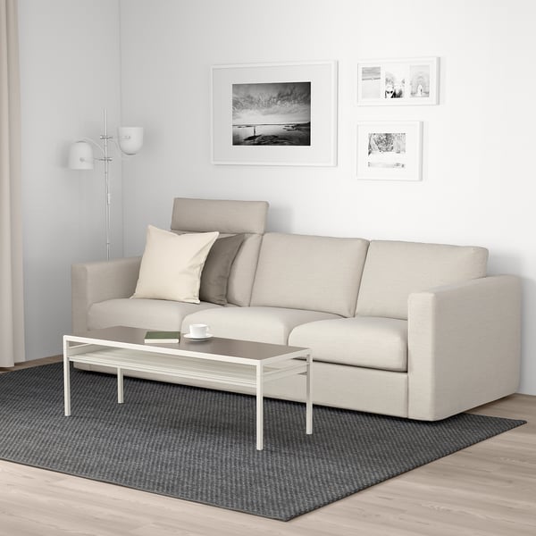 VIMLE 3-seat sofa, with headrest/Gunnared beige, 241 cm