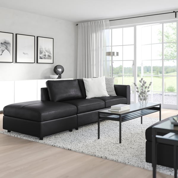 VIMLE 3-seat sofa, with open end/Grann/Bomstad black, 227 cm