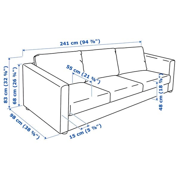 Ikea VIMLE - 3-seater sofa, Djuparp dark grey ,