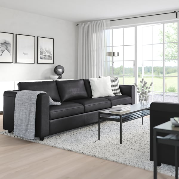 VIMLE 3-seat sofa, Grann/Bomstad black, 211x65x98 cm
