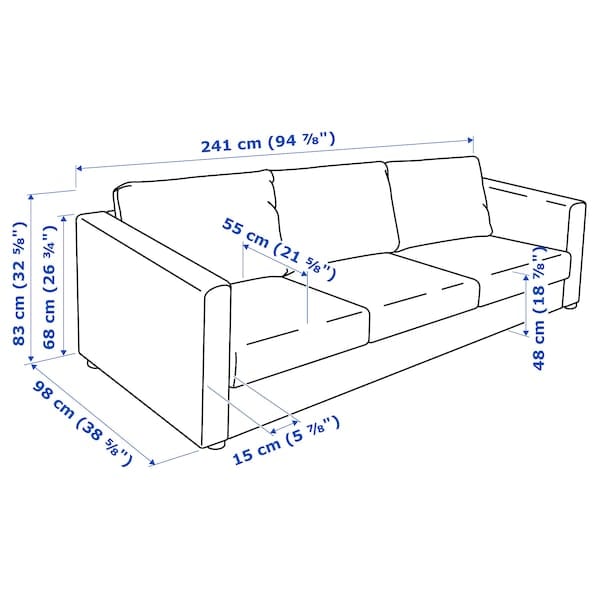 Ikea VIMLE 3 seater sofa - Gunnared smoke grey ,