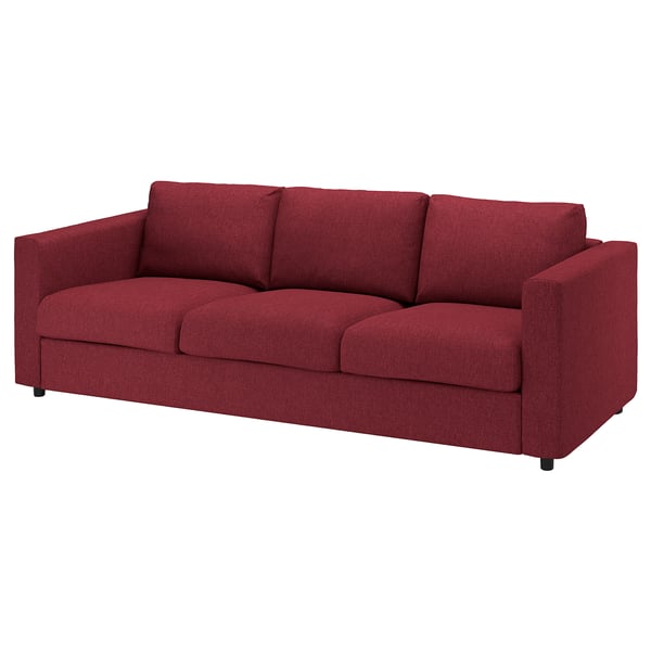 VIMLE 3-seat sofa, Lejde red/brown, 211x68x98 cm