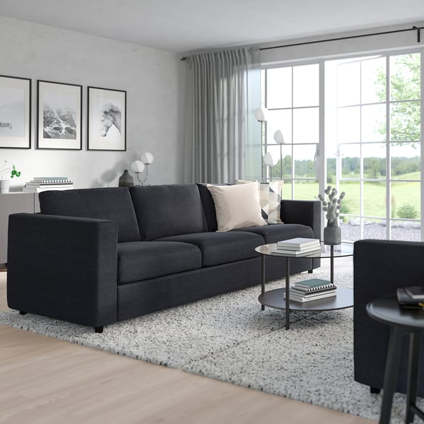 VIMLE 3-seat sofa, Saxemara black-blue, 211x68x98 cm