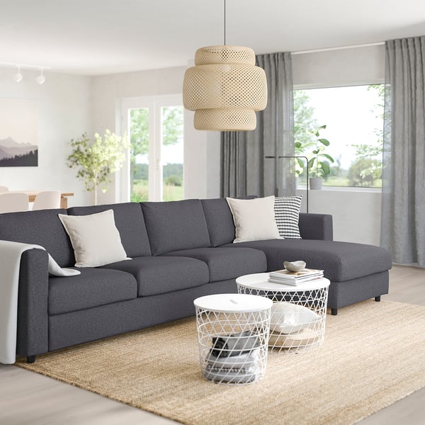 VIMLE 4-seat sofa with chaise longue, Gunnared medium grey, 322 cm