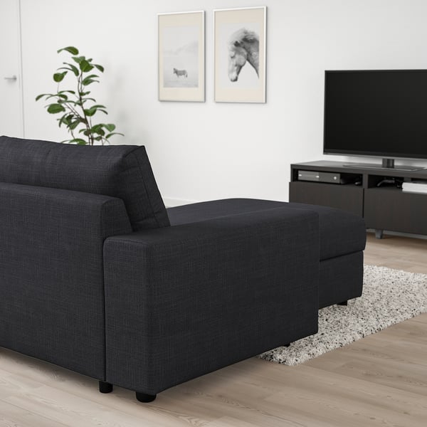VIMLE corner sofa, 5-seat w chaise longue, with wide armrests/Hillared anthracite, 15x68x98 cm