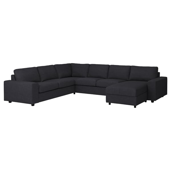 VIMLE corner sofa, 5-seat w chaise longue, with wide armrests/Hillared anthracite, 15x68x98 cm
