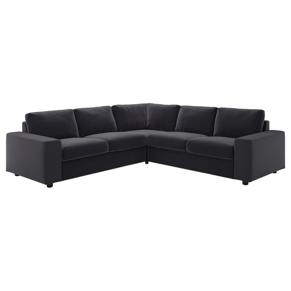 VIMLE corner sofa, 4-seat, with wide armrests/Djuparp dark grey, 15x68x98 cm