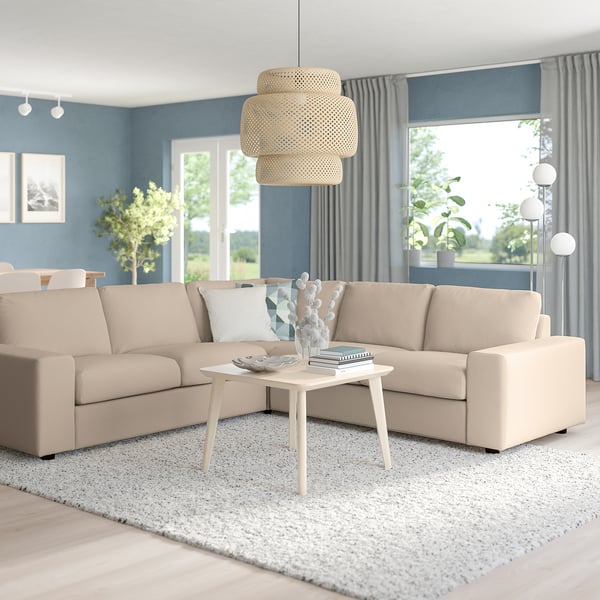 VIMLE corner sofa, 4-seat, with wide armrests/Hallarp beige, 22x54x98 cm