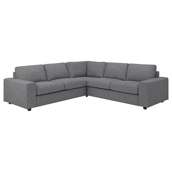 VIMLE corner sofa, 4-seat, with wide armrests/Lejde grey/black, 15x68x98 cm