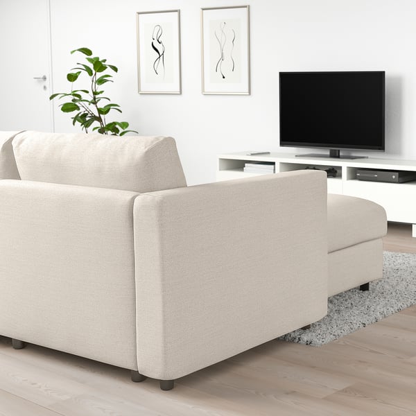 VIMLE corner sofa, 5-seat, with chaise longue/Gunnared beige, 15x68x98 cm
