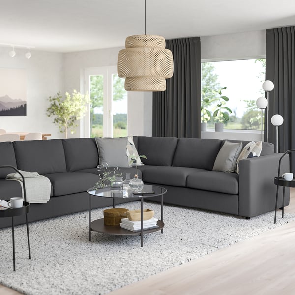 VIMLE corner sofa, 5-seat, Hallarp grey, 15x68x98 cm
