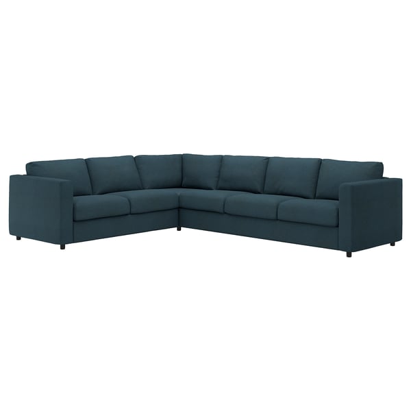 VIMLE corner sofa, 5-seat, Hillared dark blue, 15x68x98 cm