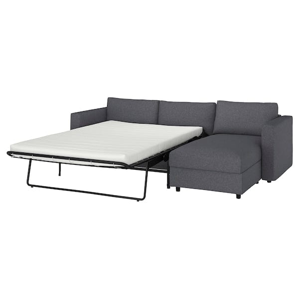 Ikea VIMLE - 3-seater sofa bed/chaise-longue, Gunnared smoke grey ,
