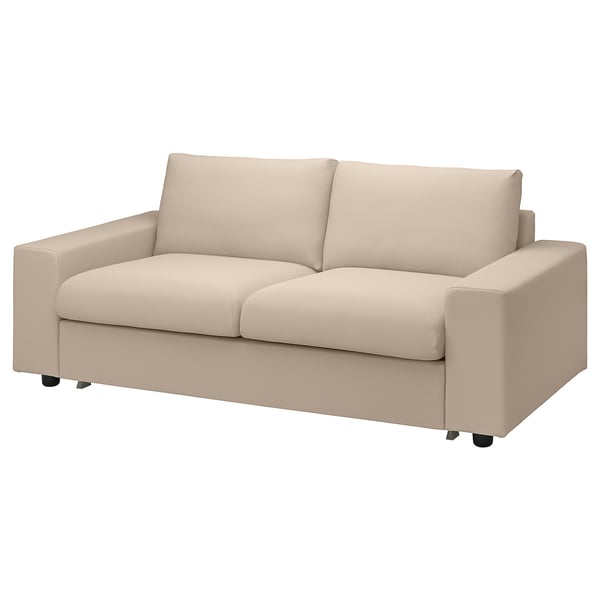 VIMLE 2-seat sofa-bed, with wide armrests/Hallarp beige, 200x22 cm