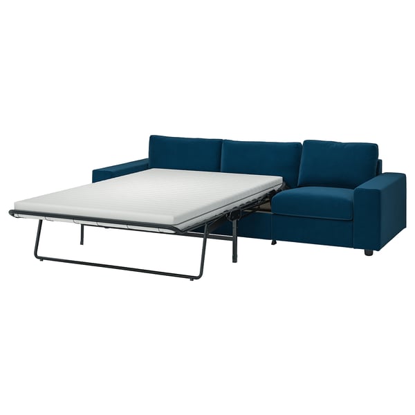 VIMLE 3-seat sofa-bed, with wide armrests/Djuparp dark green-blue, 275 cm