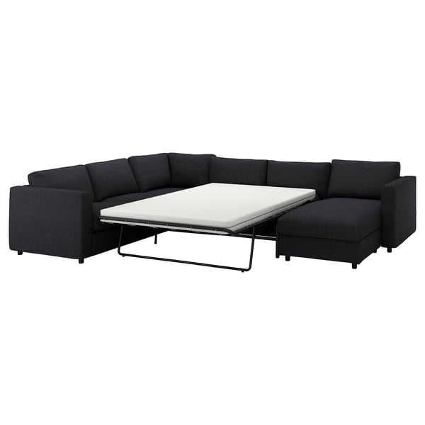 VIMLE corner sofa-bed, 5-seat, with chaise longue/Hillared anthracite, 200x140 cm