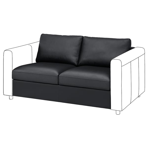 VIMLE 2-seat section, Grann/Bomstad black, 141x6x98 cm