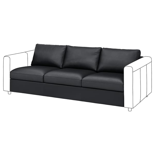 VIMLE 3-seat section, Grann/Bomstad black, 211x6x98 cm