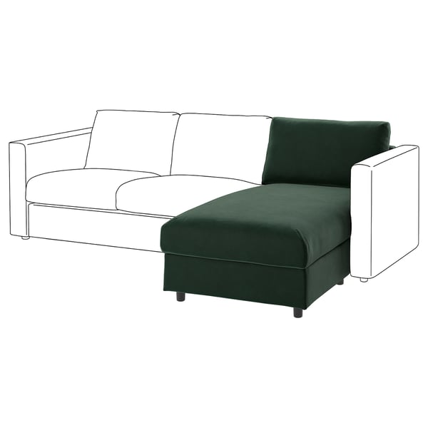 VIMLE chaise longue section, Djuparp dark green, 81x6x164 cm