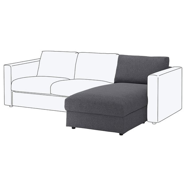 VIMLE chaise longue section, Gunnared medium grey, 81x83x164 cm
