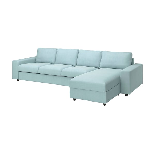VIMLE cover 4-seat sofa w chaise longue, with wide armrests/Saxemara light blue, 292x48x98 cm