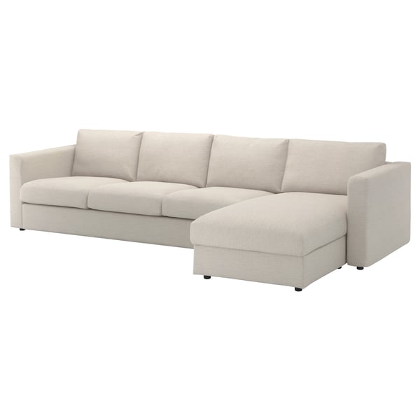 VIMLE cover 4-seat sofa w chaise longue, Gunnared beige