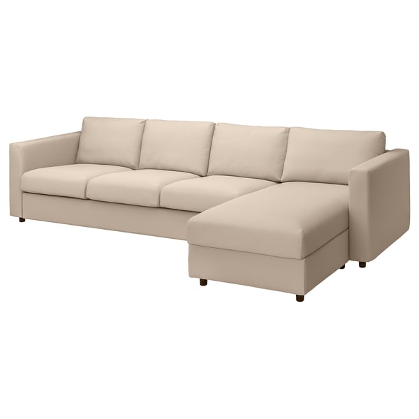 VIMLE cover 4-seat sofa w chaise longue, Hallarp beige