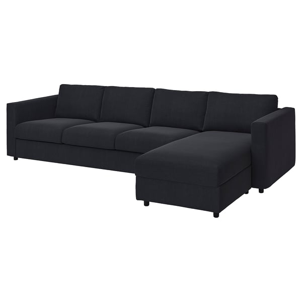 VIMLE cover 4-seat sofa w chaise longue, Saxemara black-blue