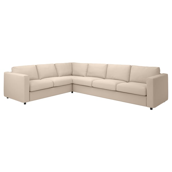 VIMLE cvr crnr sofa-bed 5-seat w chs lng, Hallarp beige
