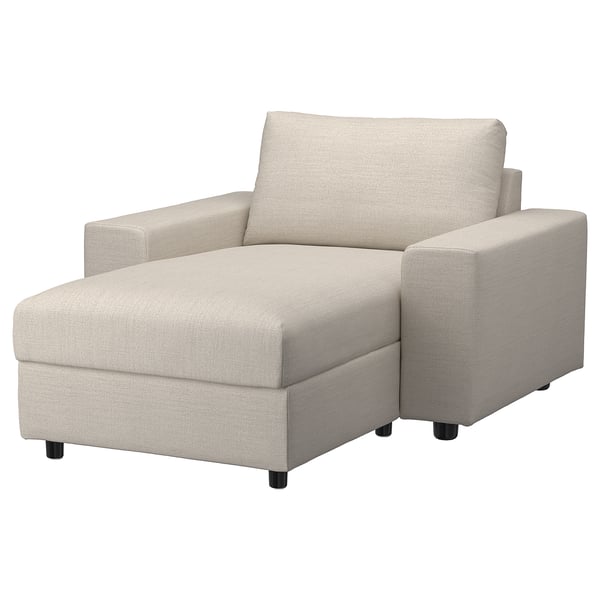 VIMLE cover for chaise longue, with wide armrests/Gunnared beige, 111 cm
