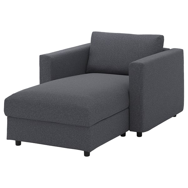 VIMLE cover for chaise longue, Gunnared medium grey, 111 cm