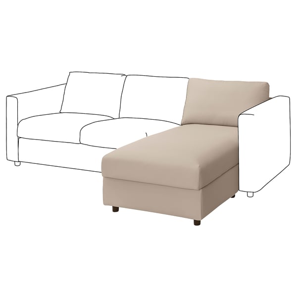 VIMLE cover for chaise longue section, Hallarp beige