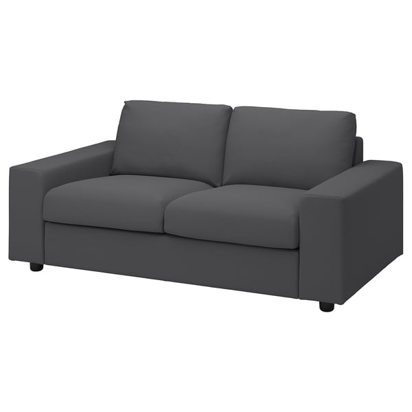 VIMLE cover for 2-seat sofa, with wide armrests/Hallarp grey