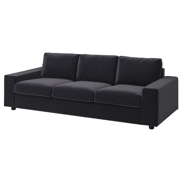 VIMLE cover for 3-seat sofa, with wide armrests/Djuparp dark grey