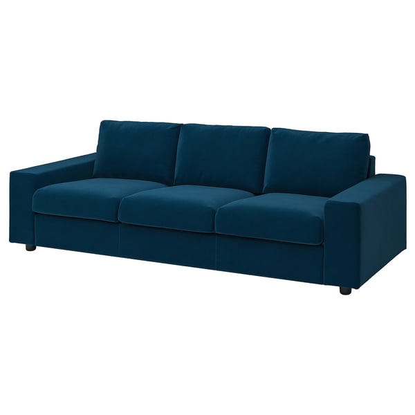 VIMLE cover for 3-seat sofa, with wide armrests/Djuparp dark green-blue