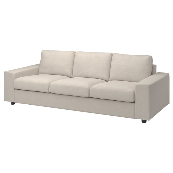 VIMLE cover for 3-seat sofa, with wide armrests/Gunnared beige
