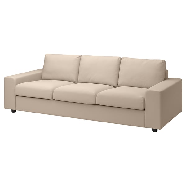 VIMLE cover for 3-seat sofa, with wide armrests/Hallarp beige