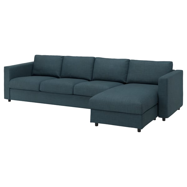 VIMLE cover for 4-seat sofa, with chaise longue/Hillared dark blue