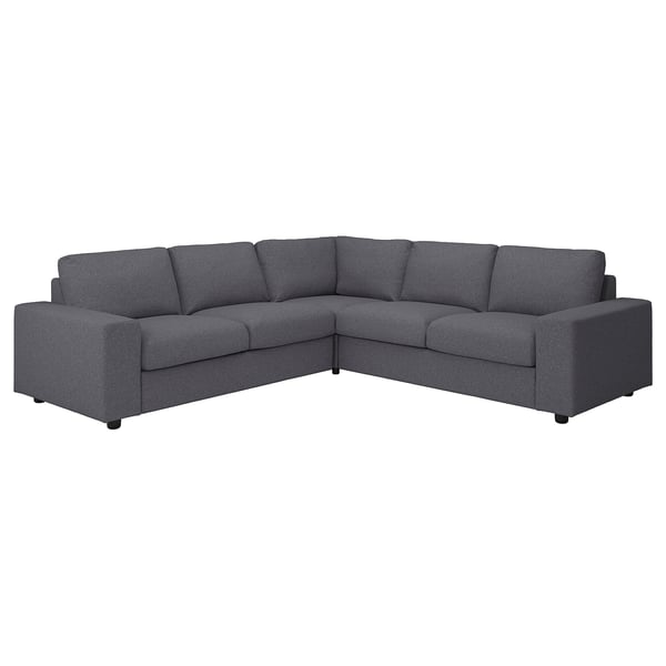 VIMLE cover for corner sofa, 4-seat, with wide armrests/Gunnared medium grey