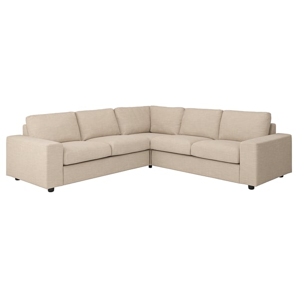 VIMLE cover for corner sofa, 4-seat, with wide armrests/Hillared beige