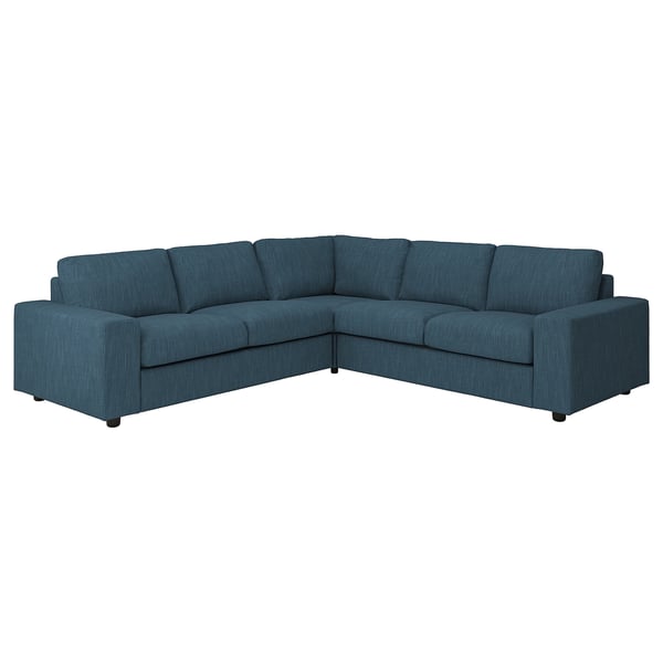 VIMLE cover for corner sofa, 4-seat, with wide armrests/Hillared dark blue