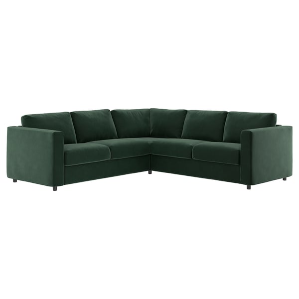VIMLE cover for corner sofa, 4-seat, Djuparp dark green