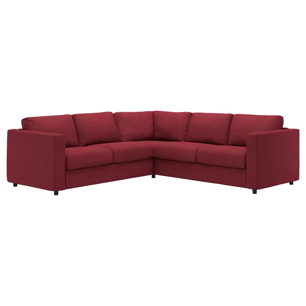 VIMLE cover for corner sofa, 4-seat, Lejde red/brown