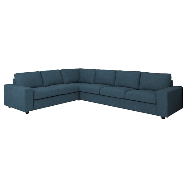 VIMLE cover for corner sofa, 5-seat, with wide armrests/Hillared dark blue