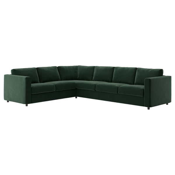 VIMLE cover for corner sofa, 5-seat, Djuparp dark green