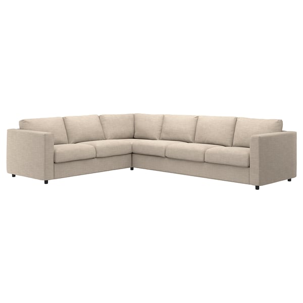 VIMLE cover for corner sofa, 5-seat, Hillared beige
